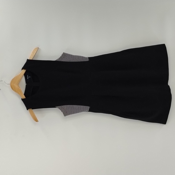 Madewell Mini Dress Size 2 Black White Fit & Flare Sleeveless Skater Stretch - Picture 1 of 8